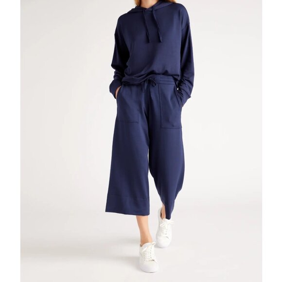 Quince Navy Women's wide leg cropped pants - Picture 1 of 7